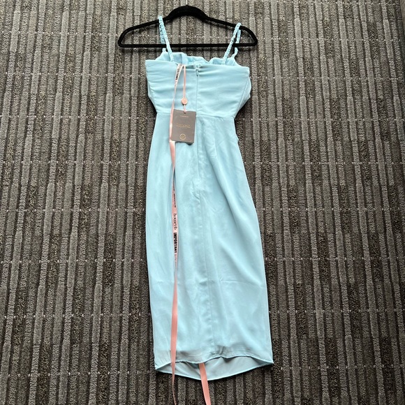 HOUSE OF CB JAMILLE BABY BLUE DRAPED CORSET MIDI DRESS - Picture 7 of 8